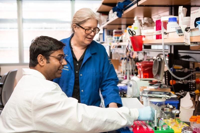 Scientists Samantha Butler and Sandeep Gupta in Butler’s lab at UCLA.