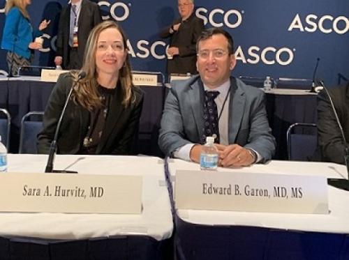 Dr. Edward Garon with Dr. Sara Hurvitz at the 2019 ASCO Annual Meeting