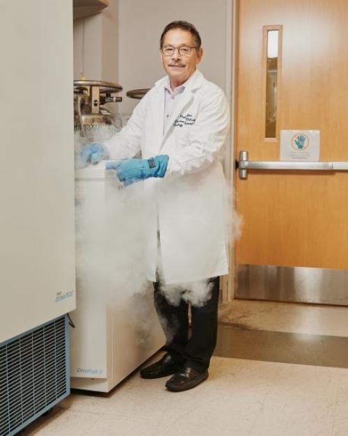 Donald Kohn extracts frozen sample contents at a UCLA lab. 
