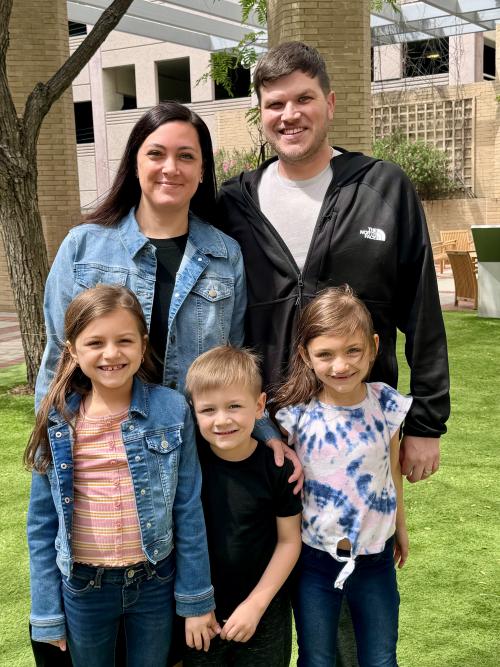 The Langenhops smile for a family photo