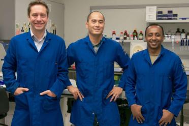 UCLA cancer researchers and study co-authors (from left) Evan Abt PhD, Thuc Le PhD and Khalid Rashid PhD