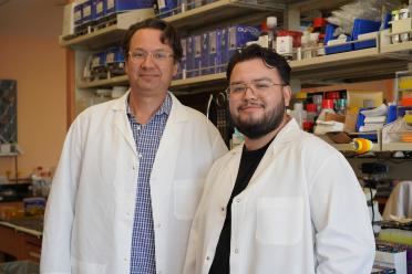 Dr. William Lowry (left) and Carlos Galván (right) pictured in Lowry's UCLA lab. 