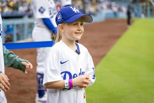 Seersha Sulack was honored with the opportunity to throw out the first pitch at the Dodgers game on May 17. (Photo by Nick Carranza)