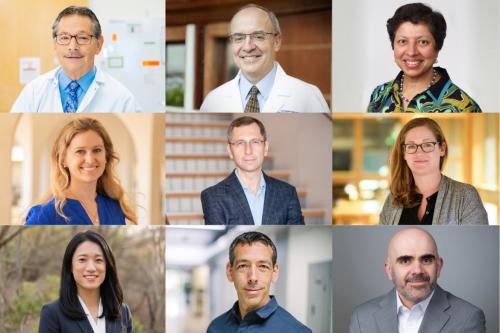 Nine headshots combined into a 3x3 grid collage featuring scientists and clinicians (from top left) Donald B. Kohn, Michael A. Pulsipher, Avni Y. Joshi, Alexis C. Komor, Fyodor Urnov, Britt Adamson, Hyejin Kim, Euan A. Ashley, and Sadik Kassim.