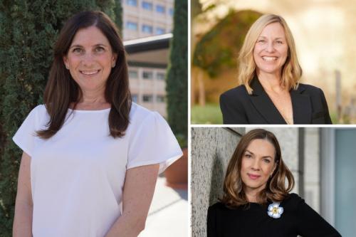 Three-part photo collage with two UCLA scientists and one Caltech scientist.