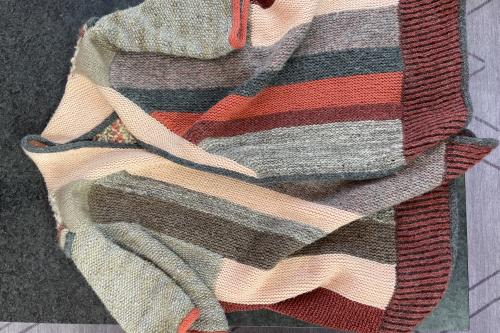knit shirt in a vertical stripe pattern
