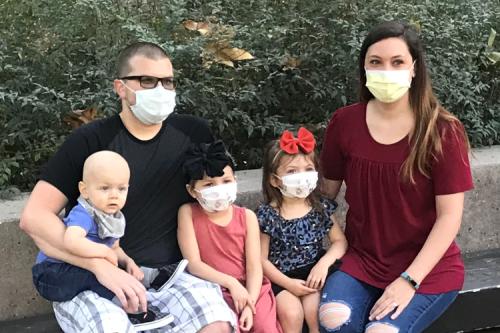 The Langenhops take a family photo in 2020.