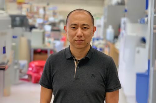 Chongyuan Luo, Ph.D. photographed in a UCLA lab. 