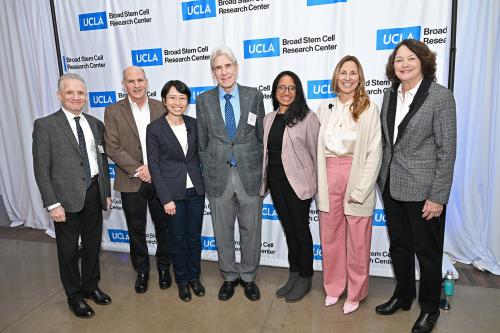 Presenters and panelists from the UCLA BSCRC Women in Stem Cell Science Symposium pose side-by-side.