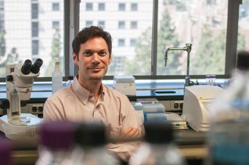 Patrick Allard stands smiling in a laboratory. 