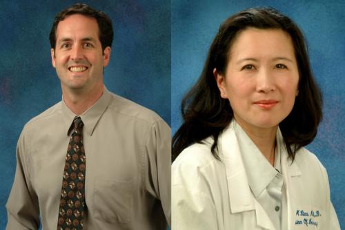 Side-by-side professional headshots of Robert Prins and Dr. Linda Liau against a blue background.