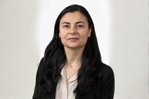 Headshot of Roxana Radu wearing a dark blazer and light button up shirt