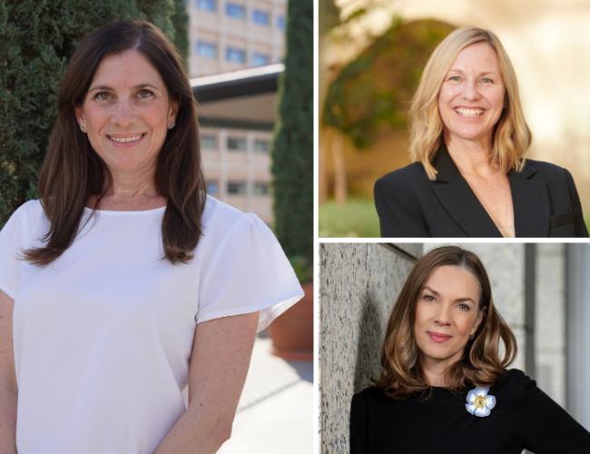 Three-part photo collage with two UCLA scientists and one Caltech scientist.