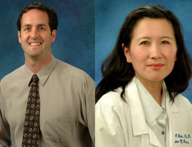 Side-by-side professional headshots of Robert Prins and Dr. Linda Liau against a blue background.