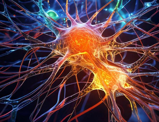 An AI-illustration of synapses firing in the brain.