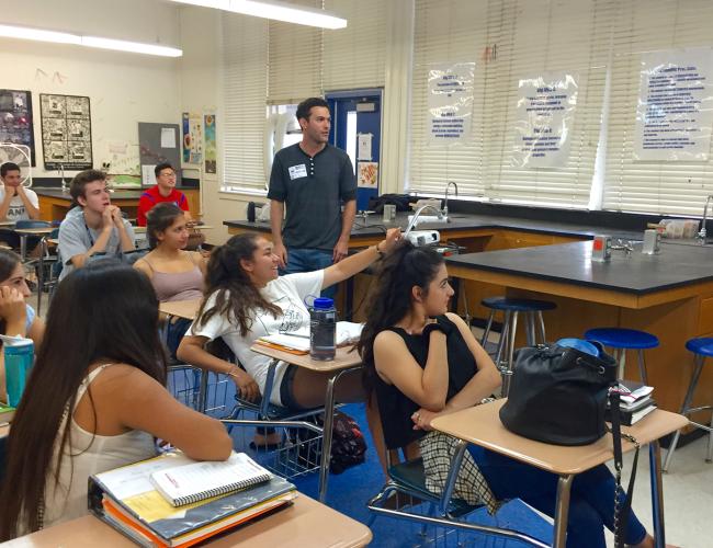 Culver City High School students discussed stem cell science with Michael Hicks at Stem Cell Day