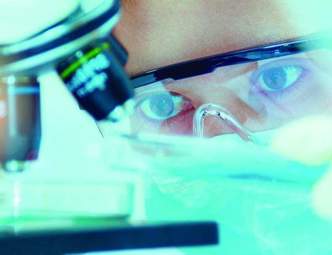A researcher in a UCLA Health laboratory. 