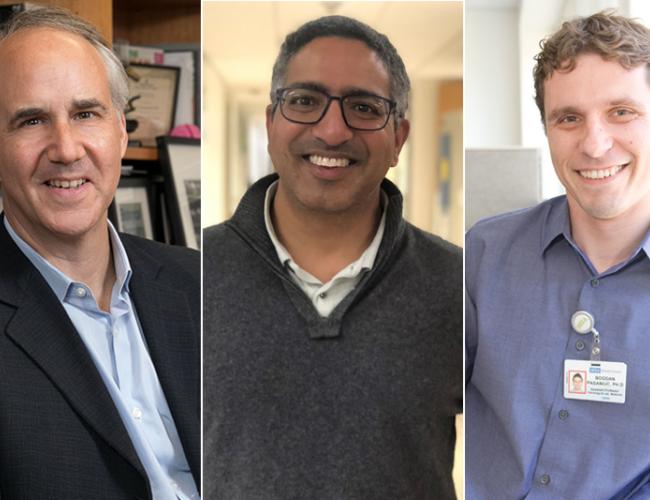 Three panel image with Daniel Geschwind,MD, PhD, Manish Butte, MD, PhD, and Bogdan Pasaniuc, PhD