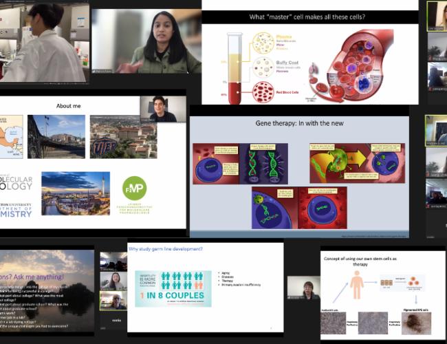 Collage: UCLA Broad Stem Cell Research Center’s inaugural cohort of trainee outreach mentors led virtual field trips at two Los Angeles County public high schools.