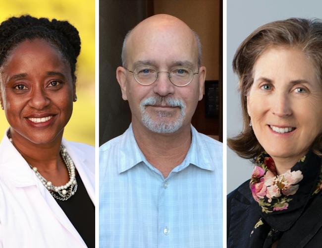 Three UCLA researchers pictured in 3 panels