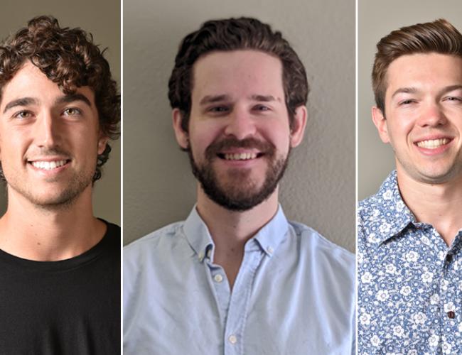 Three panel image with Luke Riggan, Professor Tim O’Sullivan and Andrew Hildreth.