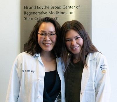 Dr. Gloria Yiu with Grace McAuley at the Broad Stem Cell Research Center.