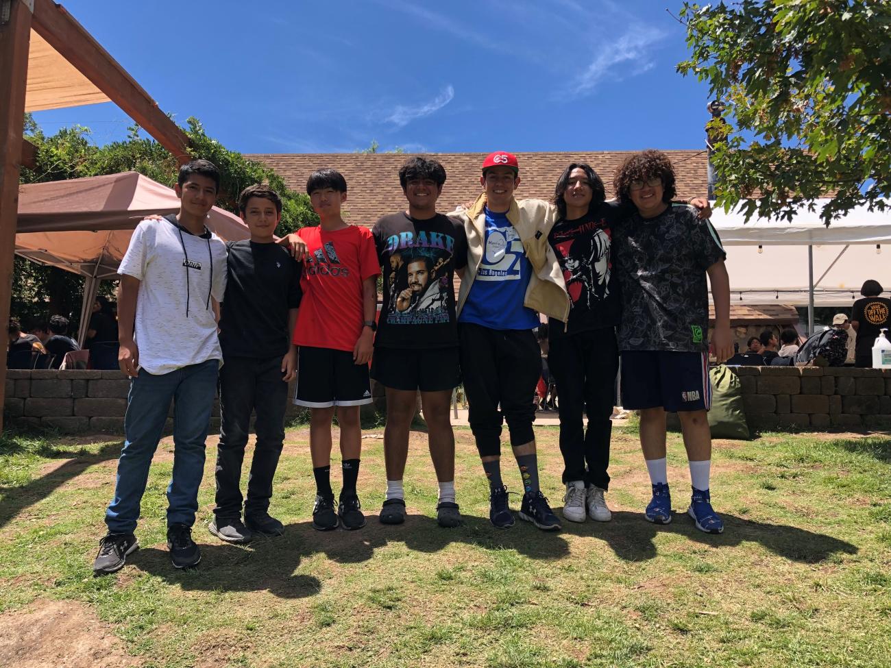 Bridges trainee with six of his mentees when he was a camp counselor