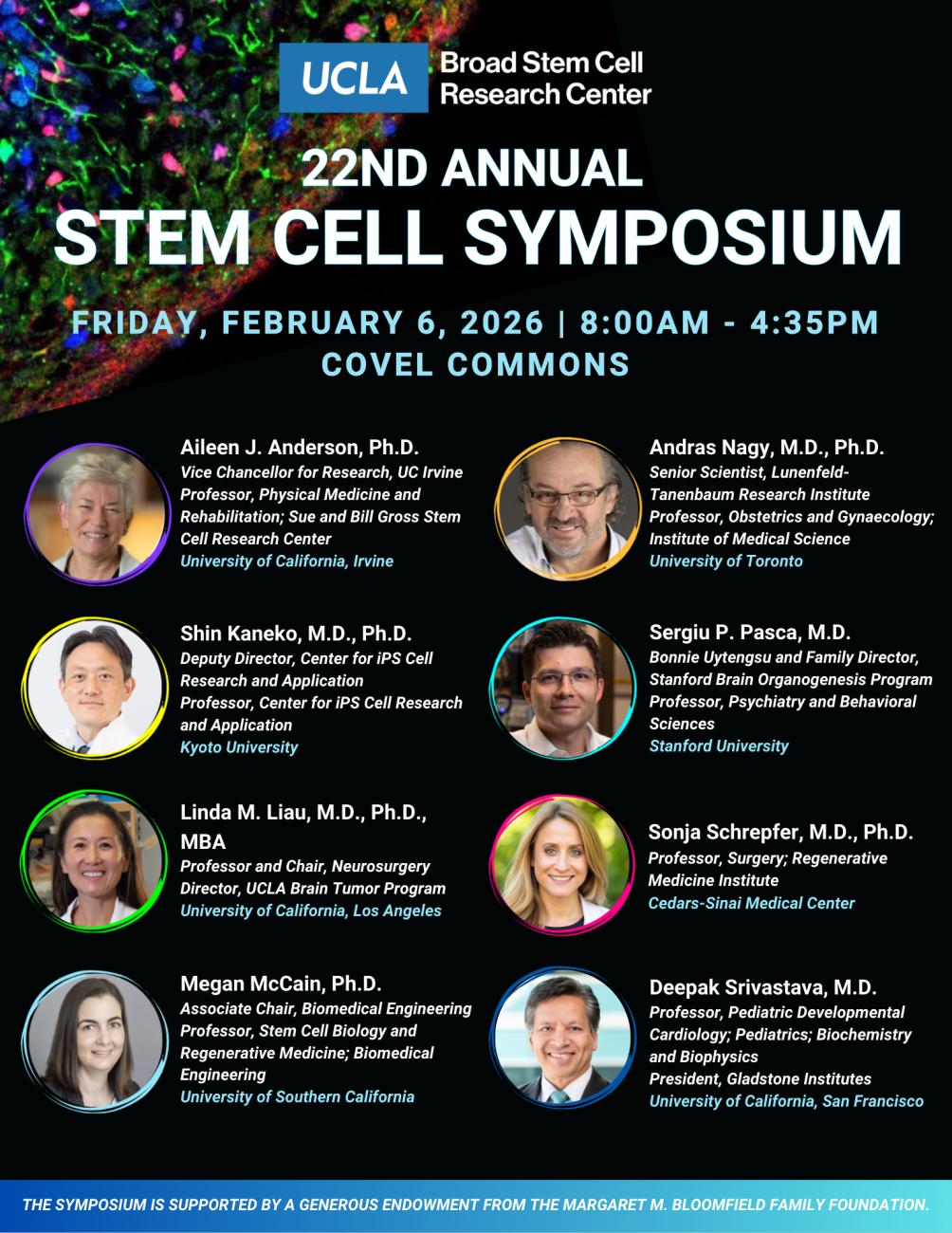 The speaker lineup for the 22nd Annual Stem Cell Symposium