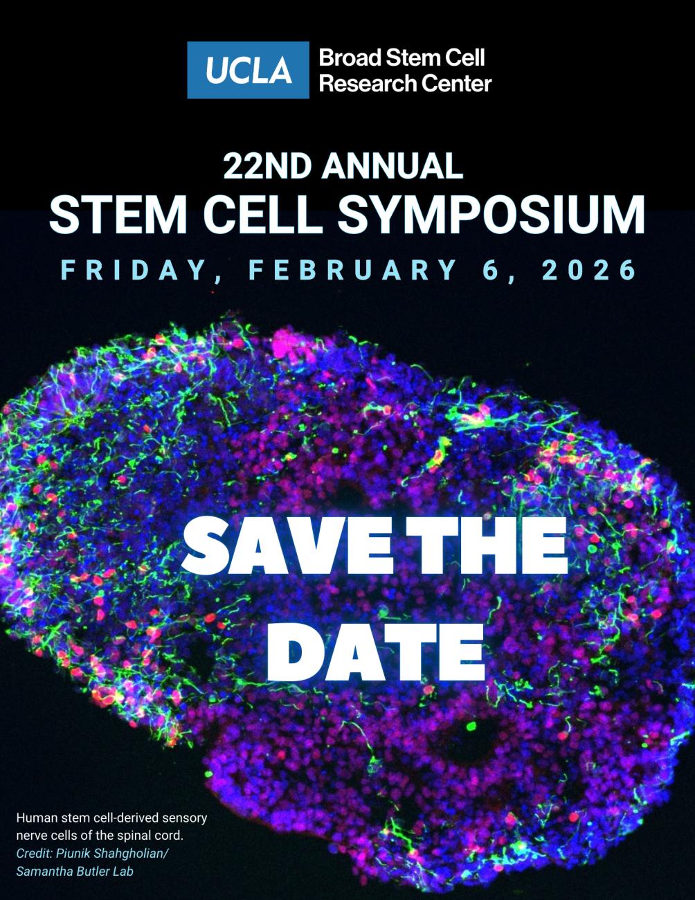 Save the Date graphic for 22nd annual Stem Cell Symposium on Feb. 6, 2026