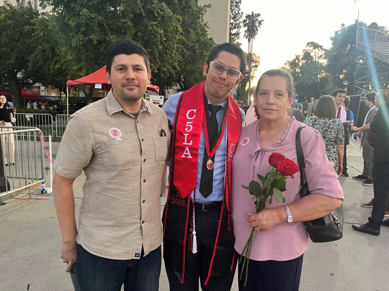 Bridges trainee Cristian Rodriguez at CSUN Wolfson Award Ceremony with his brother and mother