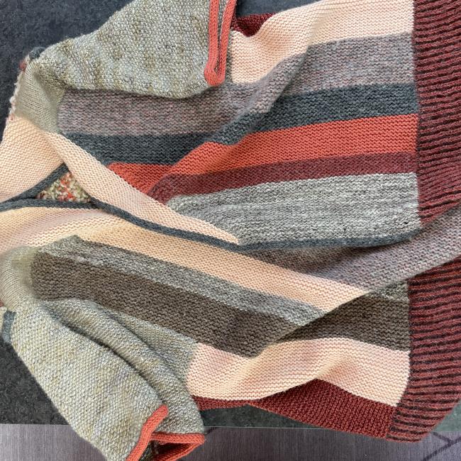 knit shirt in a vertical stripe pattern